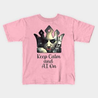 Keep Calm and AI On (Grey on Light) Kids T-Shirt